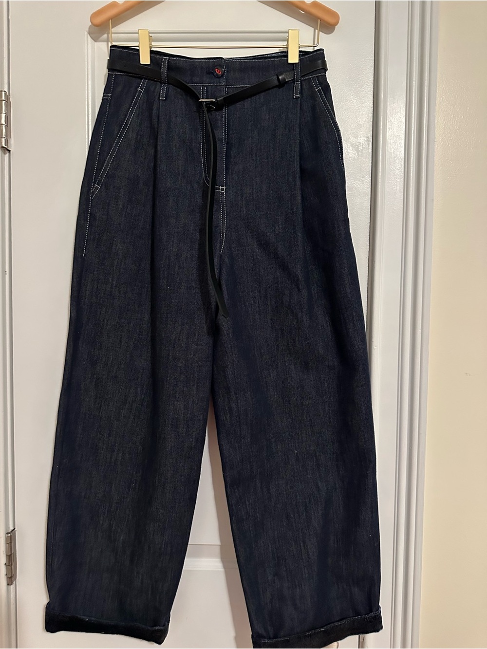 Giorgio Armani Dark Blue Relaxed Wide-Leg Jeans